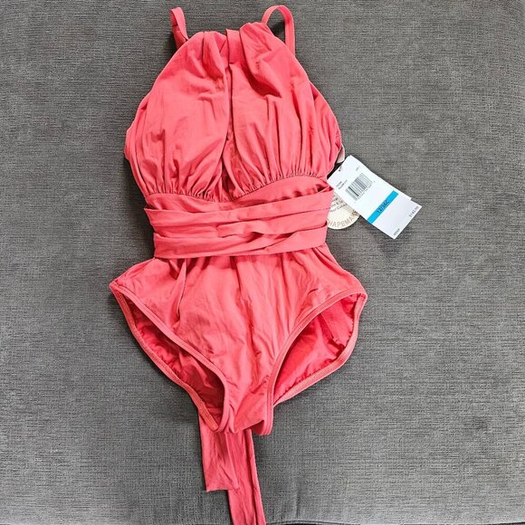 Contours By Coco Reef Bloom Iconic Belted High Neck One Piece Swimsuit Size 12 - Picture 3 of 10